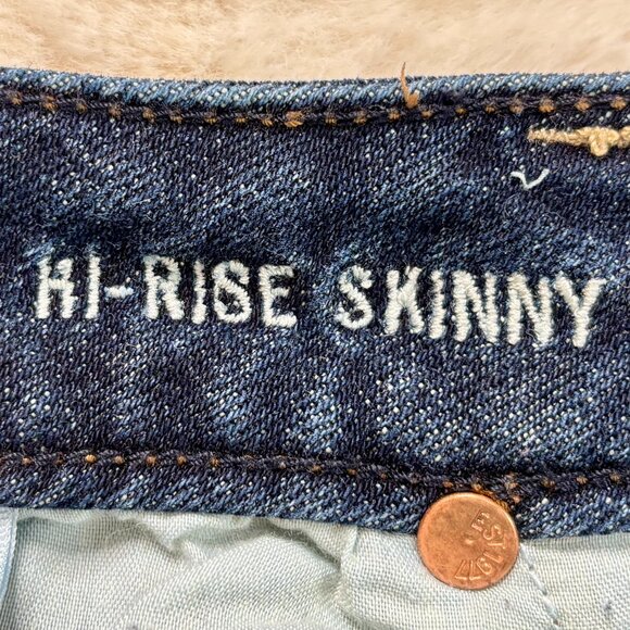 American Eagle Outfitters Women's Hi-Rise Skinny Stretch Dark Denim Jeans - Picture 11 of 15